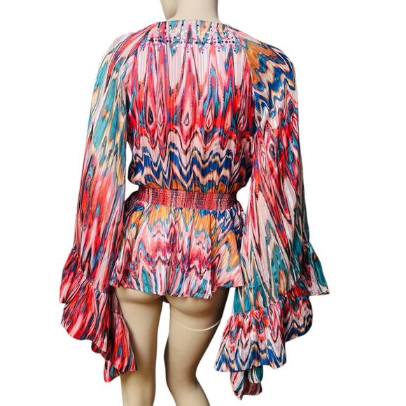 Karen Millen Beaded Embellished Drama Kimono Top Size 6 Wide Long Sleeves - Picture 7 of 13